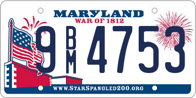 MD license plate 9BM4753