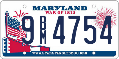 MD license plate 9BM4754