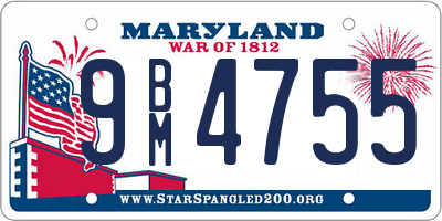 MD license plate 9BM4755