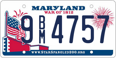 MD license plate 9BM4757