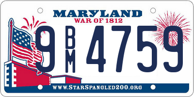 MD license plate 9BM4759