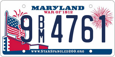 MD license plate 9BM4761