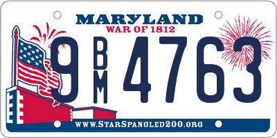 MD license plate 9BM4763