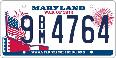 MD license plate 9BM4764