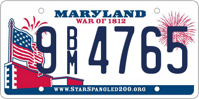 MD license plate 9BM4765