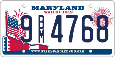 MD license plate 9BM4768