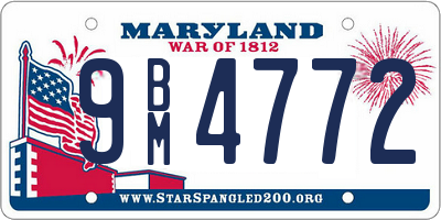 MD license plate 9BM4772