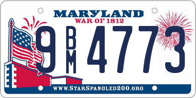 MD license plate 9BM4773