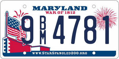 MD license plate 9BM4781