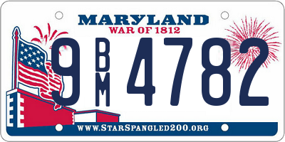 MD license plate 9BM4782