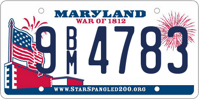 MD license plate 9BM4783