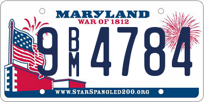 MD license plate 9BM4784