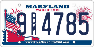 MD license plate 9BM4785