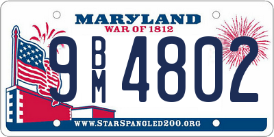 MD license plate 9BM4802