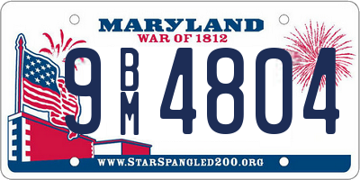 MD license plate 9BM4804