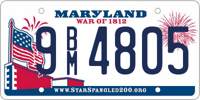 MD license plate 9BM4805