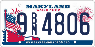 MD license plate 9BM4806