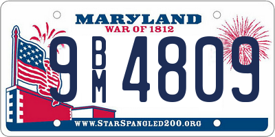 MD license plate 9BM4809