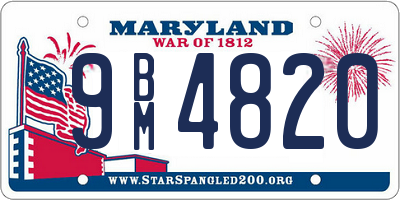 MD license plate 9BM4820