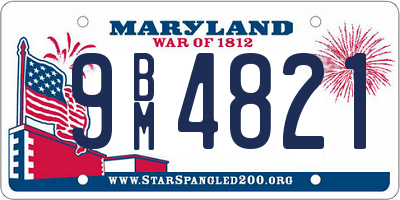 MD license plate 9BM4821