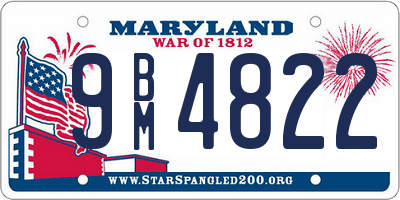 MD license plate 9BM4822