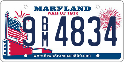 MD license plate 9BM4834