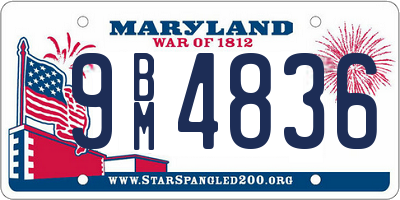 MD license plate 9BM4836