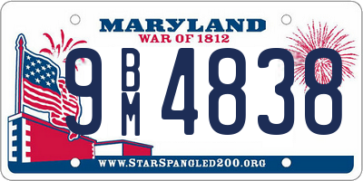 MD license plate 9BM4838