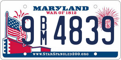 MD license plate 9BM4839