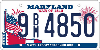 MD license plate 9BM4850