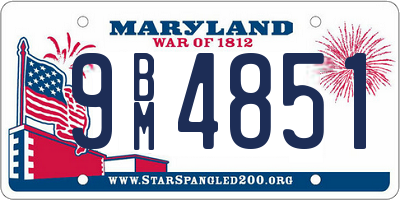 MD license plate 9BM4851