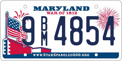 MD license plate 9BM4854