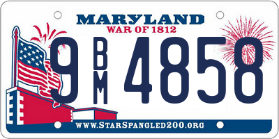 MD license plate 9BM4858