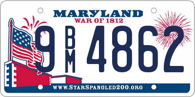 MD license plate 9BM4862