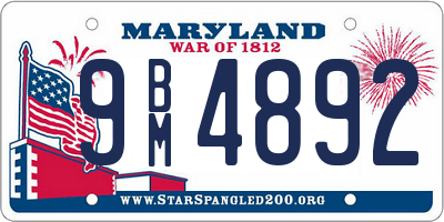 MD license plate 9BM4892