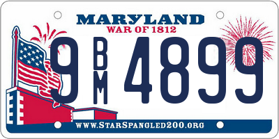 MD license plate 9BM4899