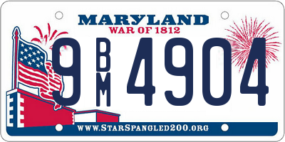 MD license plate 9BM4904