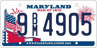 MD license plate 9BM4905