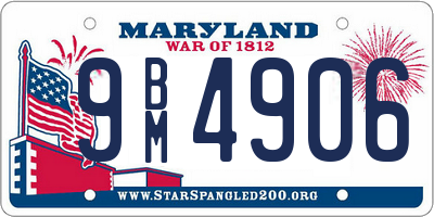 MD license plate 9BM4906