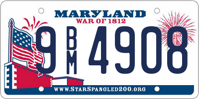 MD license plate 9BM4908