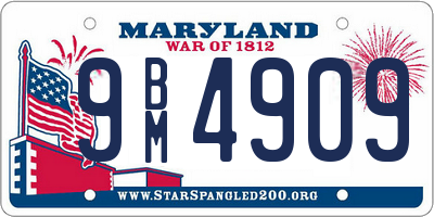 MD license plate 9BM4909