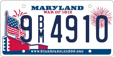 MD license plate 9BM4910