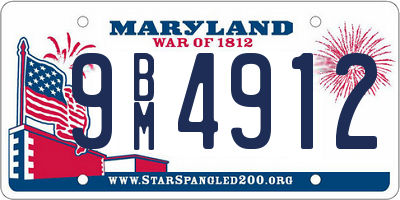 MD license plate 9BM4912