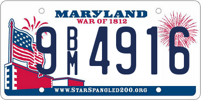 MD license plate 9BM4916