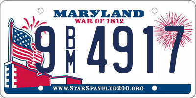 MD license plate 9BM4917