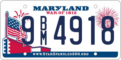 MD license plate 9BM4918