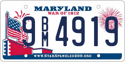 MD license plate 9BM4919