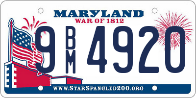 MD license plate 9BM4920