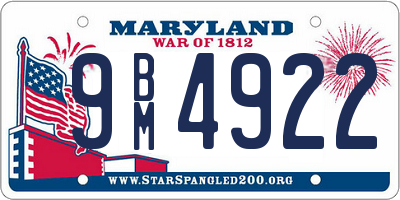 MD license plate 9BM4922