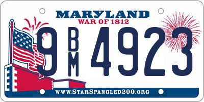 MD license plate 9BM4923